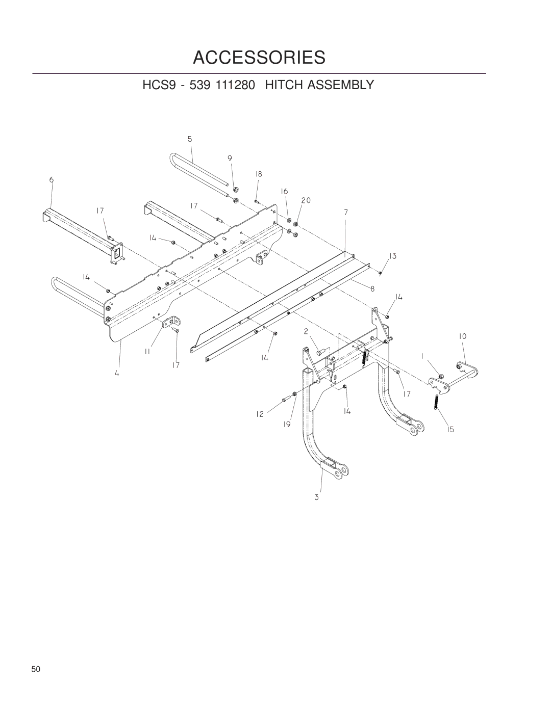 Husqvarna iZ6125/968999708, iZ25/968999672, iZ4217/968999703, iZ4821/968999705 manual HCS9 539 111280 Hitch Assembly 