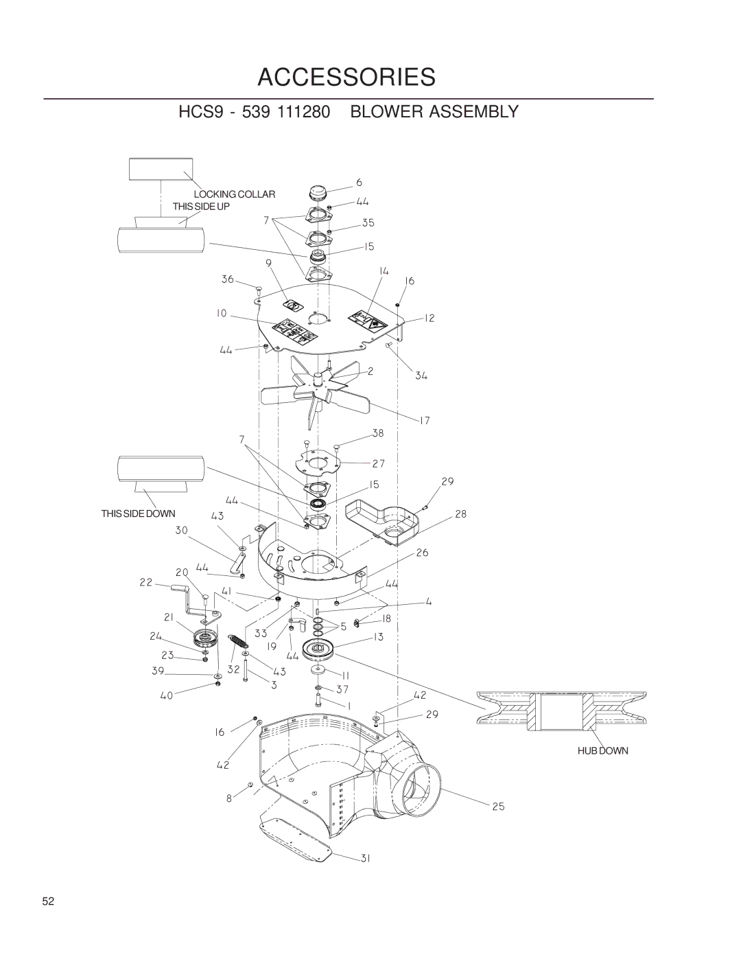 Husqvarna iZ4821/968999705, iZ25/968999672, iZ6125/968999708, iZ4217/968999703 manual HCS9 539 111280 Blower Assembly 