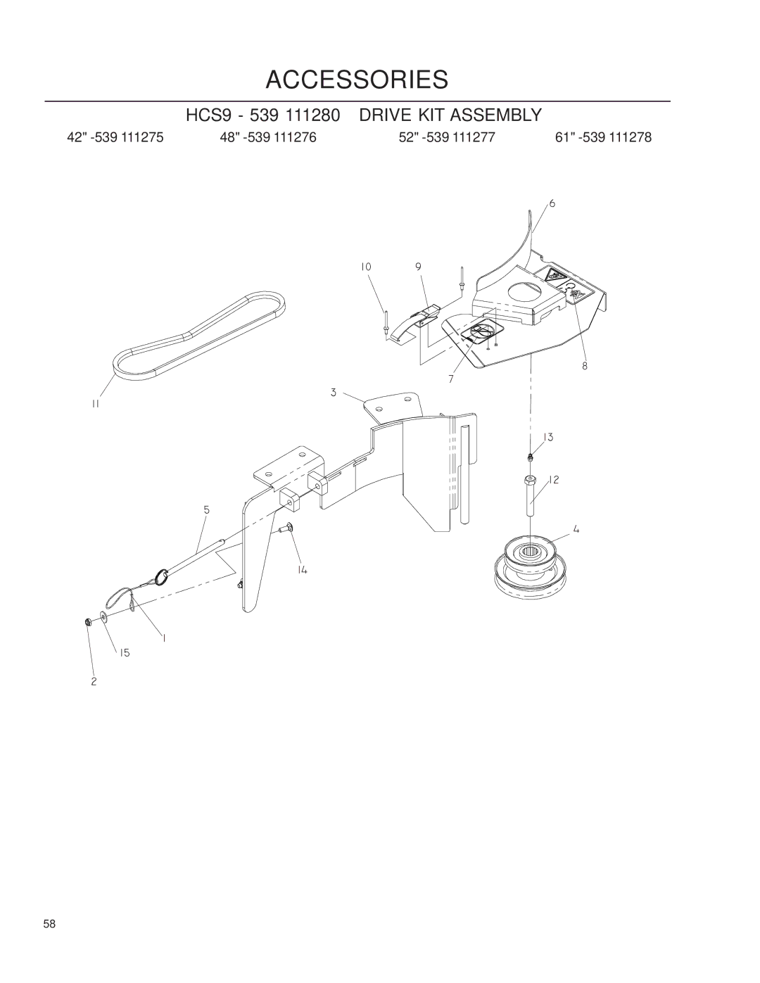 Husqvarna iZ4217/968999703, iZ25/968999672, iZ6125/968999708, iZ4821/968999705 manual HCS9 539 111280 Drive KIT Assembly 