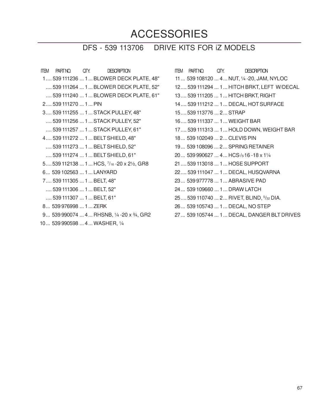 Husqvarna iZ5223/968999707, iZ25/968999672, iZ6125/968999708, iZ4217/968999703, iZ4821/968999705 Hitch BRKT, Left W/DECAL 