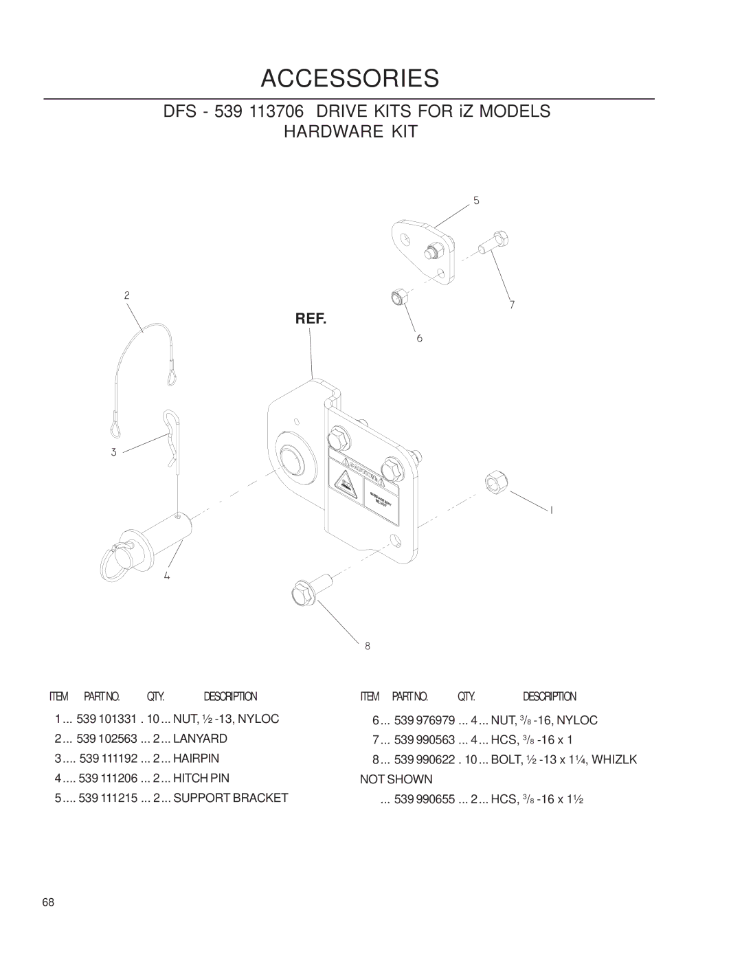 Husqvarna iZ4819/968999704, iZ25/968999672, iZ6125/968999708, iZ4217/968999703, iZ4821/968999705 manual Hardware KIT 