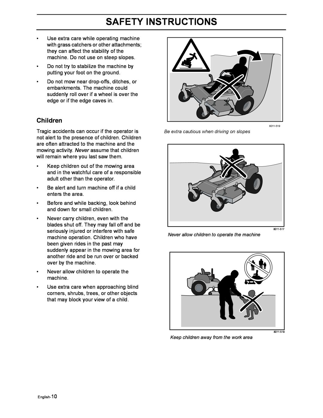 Husqvarna iZ4217TSKAA/9689999254, iZ4817SKAA/968999356 manual Children, Safety Instructions 