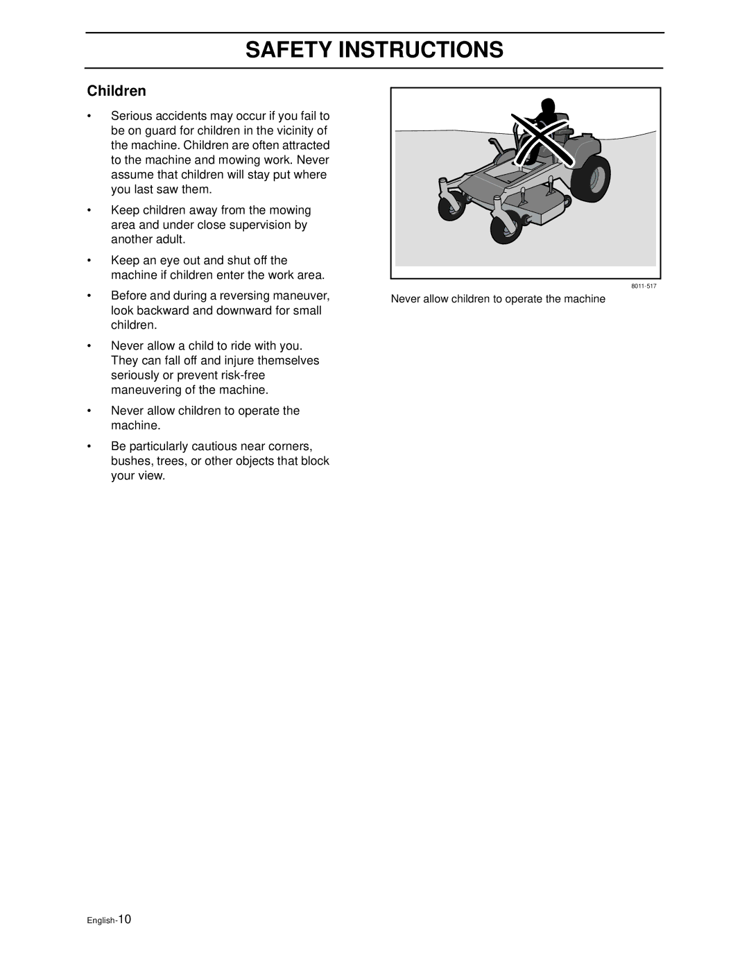 Husqvarna iZ4821TSKAA, iZ6123TKAA, iZ4817TSKAA, iZ5223TSKAA, iZ5223TKOA manual Children 