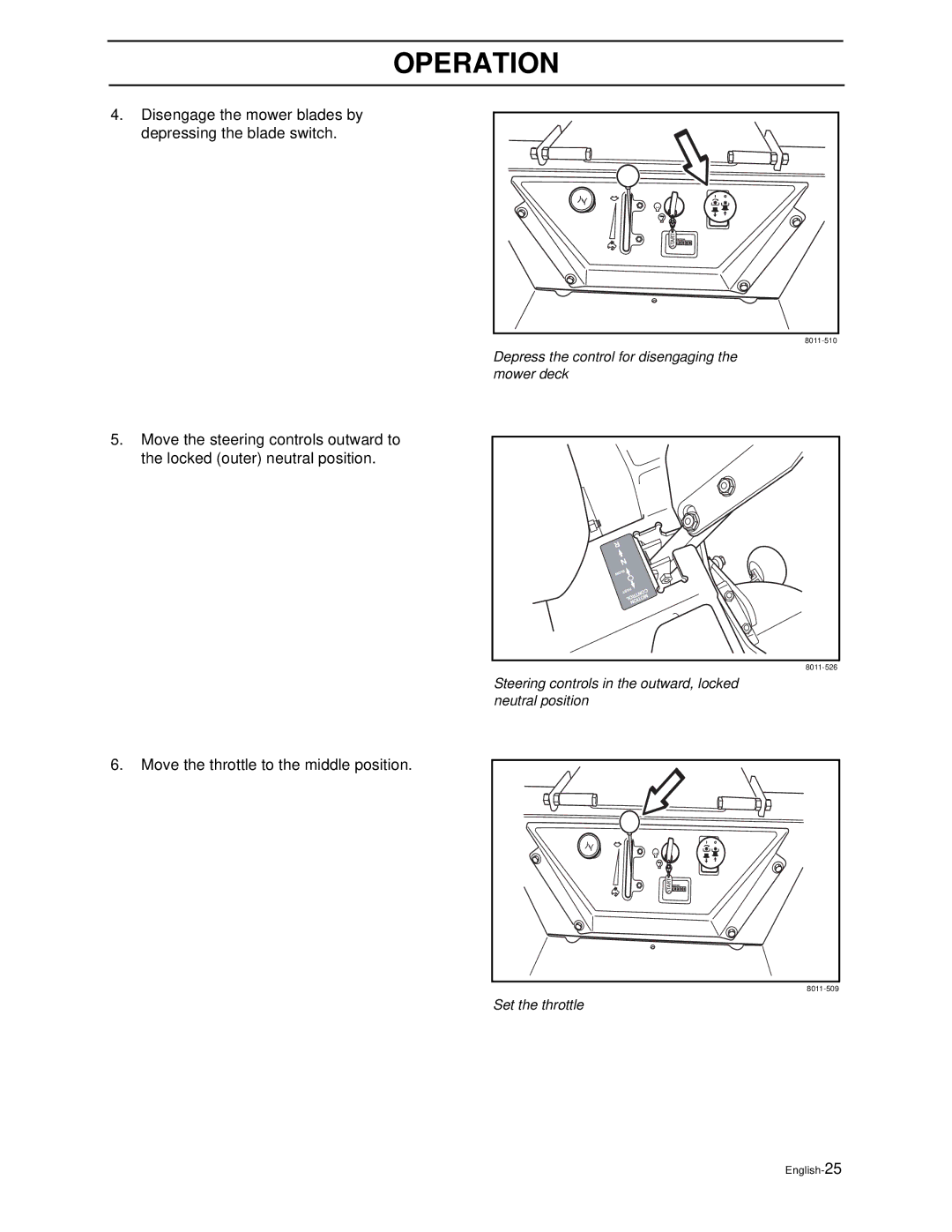 Husqvarna iZ5223TSKAA, iZ4821TSKAA, iZ6123TKAA, iZ4817TSKAA manual Disengage the mower blades by depressing the blade switch 