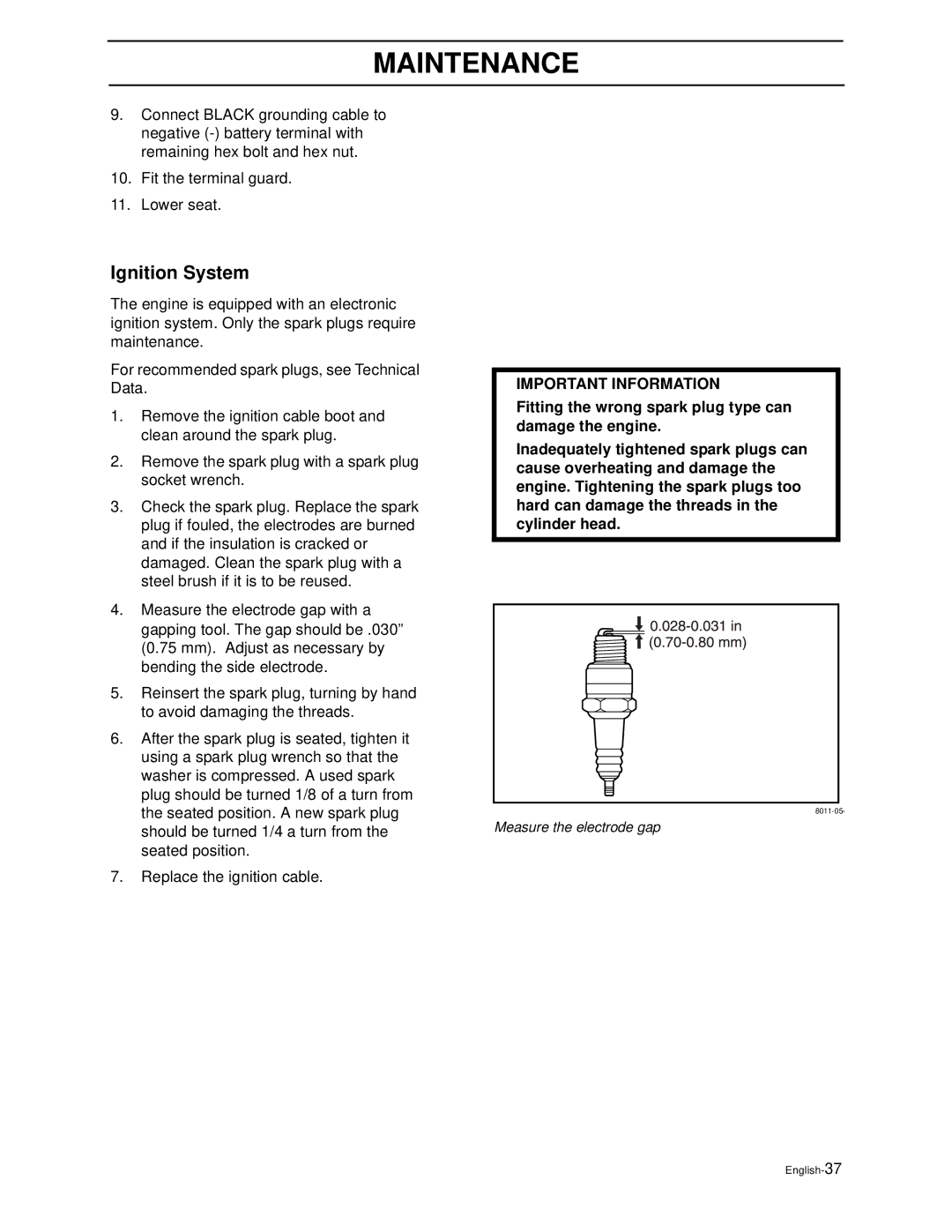 Husqvarna iZ5223TSKAA, iZ4821TSKAA, iZ6123TKAA, iZ4817TSKAA, iZ5223TKOA manual Ignition System 