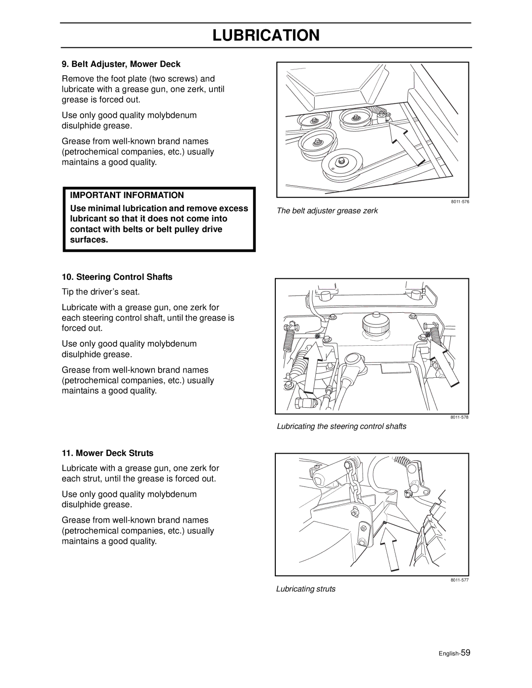 Husqvarna iZ6123TKAA, iZ4821TSKAA, iZ4817TSKAA, iZ5223TSKAA, iZ5223TKOA manual Belt Adjuster, Mower Deck, Mower Deck Struts 