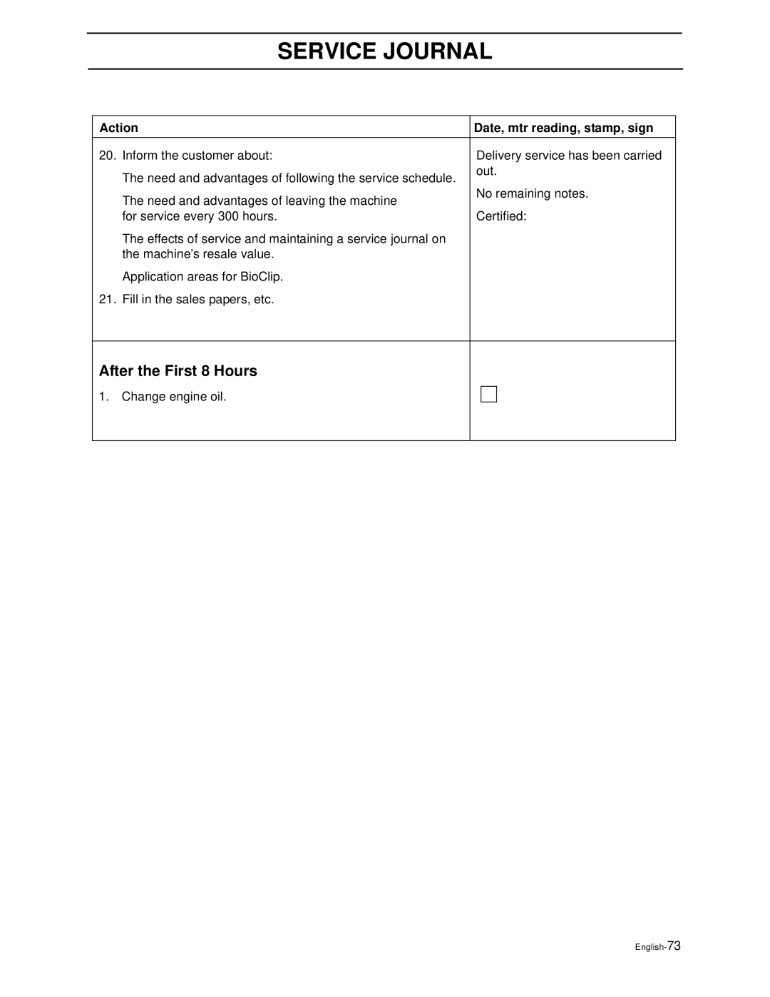 Husqvarna iZ5223TSKAA, iZ4821TSKAA, iZ6123TKAA, iZ4817TSKAA, iZ5223TKOA manual English-73 