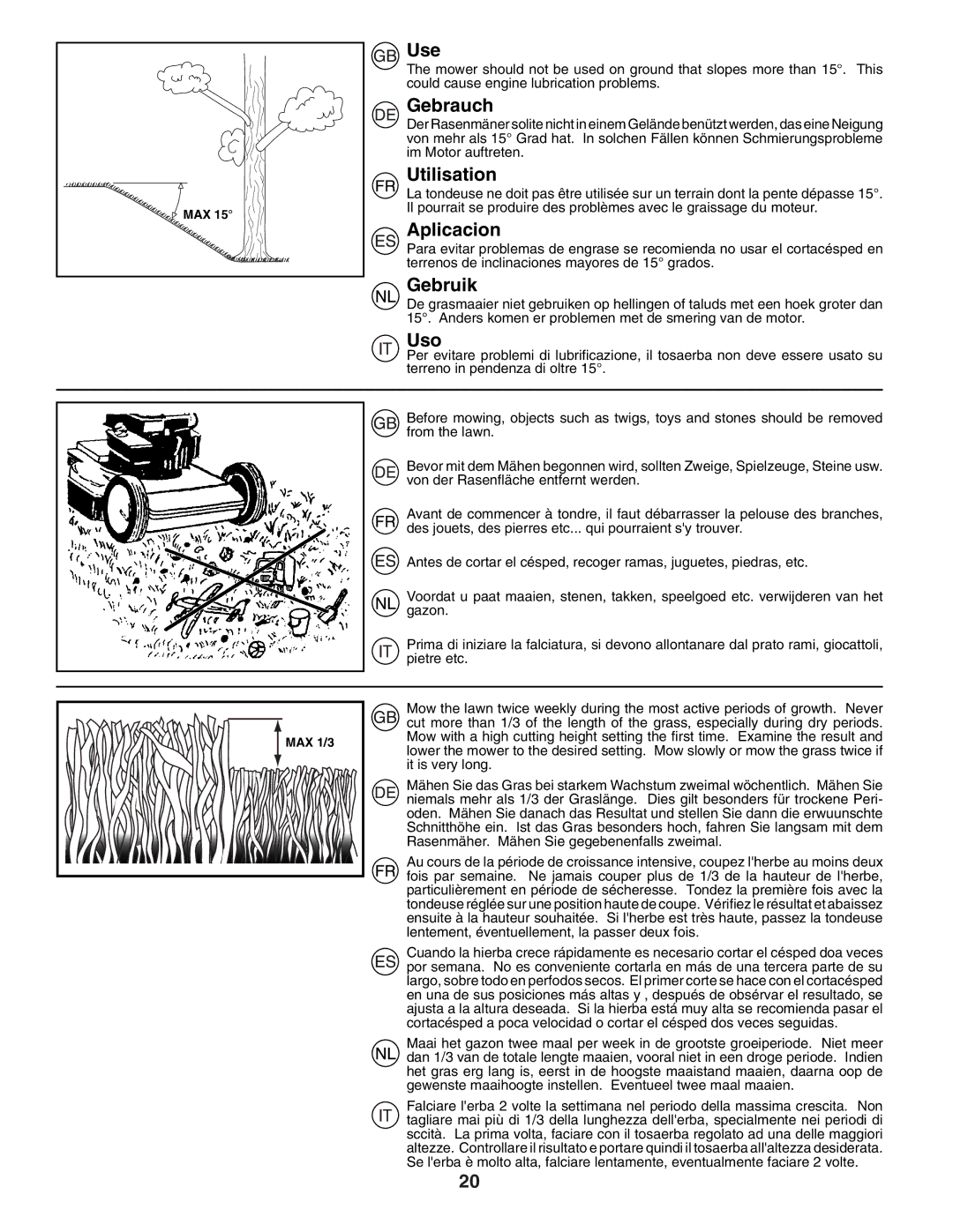 Husqvarna J49 instruction manual Use, Gebrauch, Utilisation, Aplicacion, Gebruik, Uso 