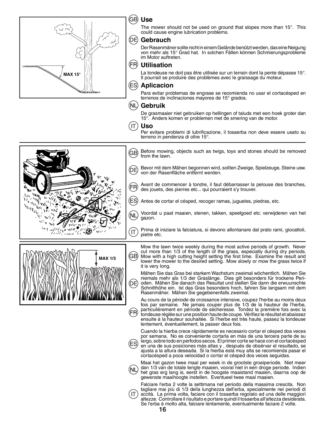 Husqvarna J50 instruction manual Use, Gebrauch, Utilisation, Aplicacion, Gebruik, Uso 