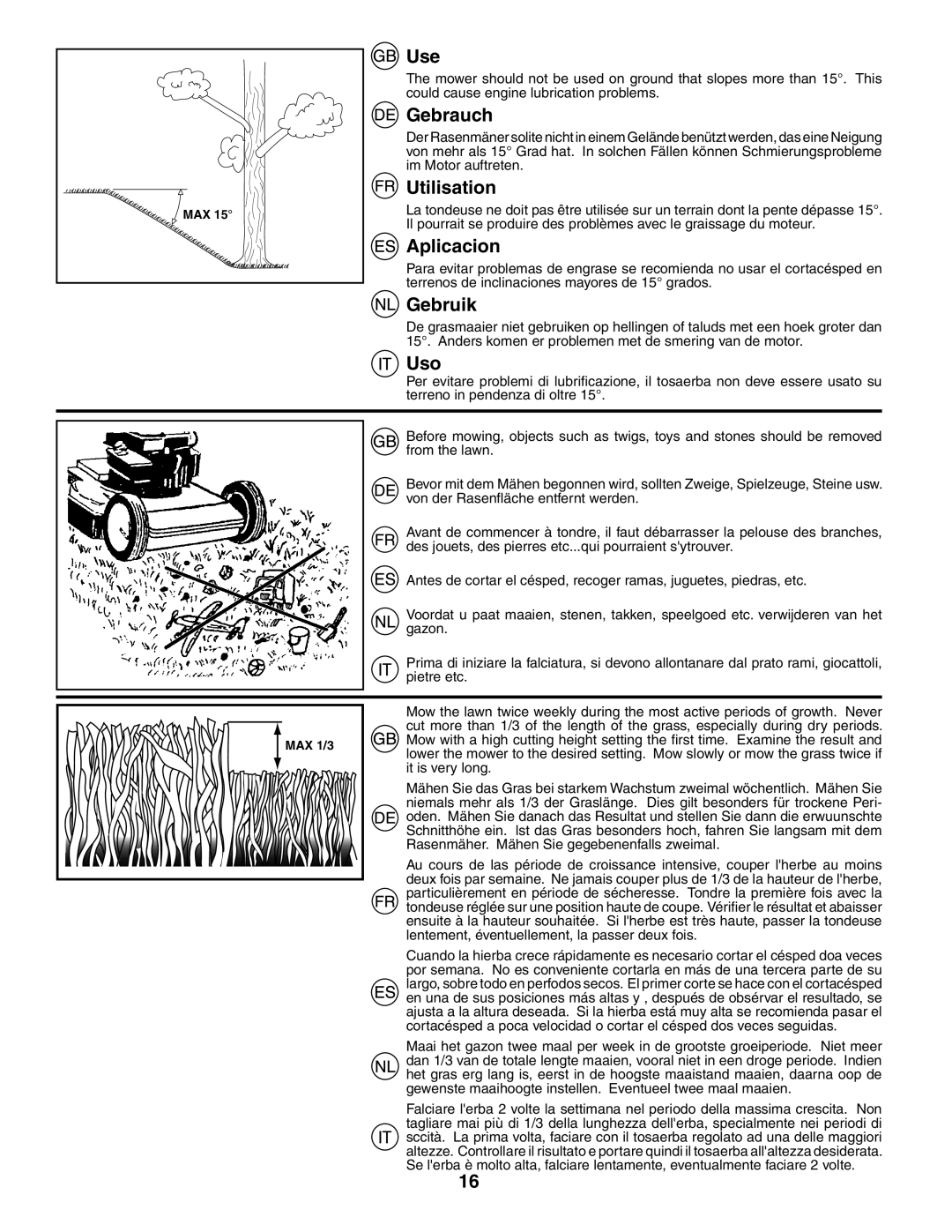 Husqvarna J50S instruction manual Use, Gebrauch, Utilisation, Aplicacion, Gebruik, Uso 