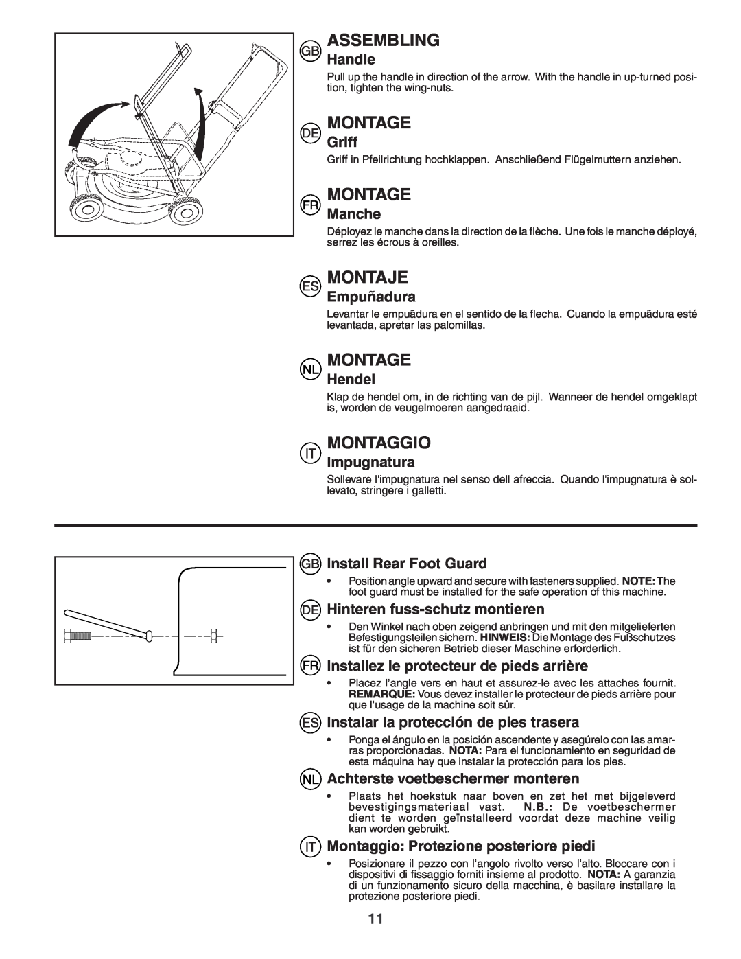 Husqvarna J50S instruction manual Assembling, Montage, Montaje, Montaggio 