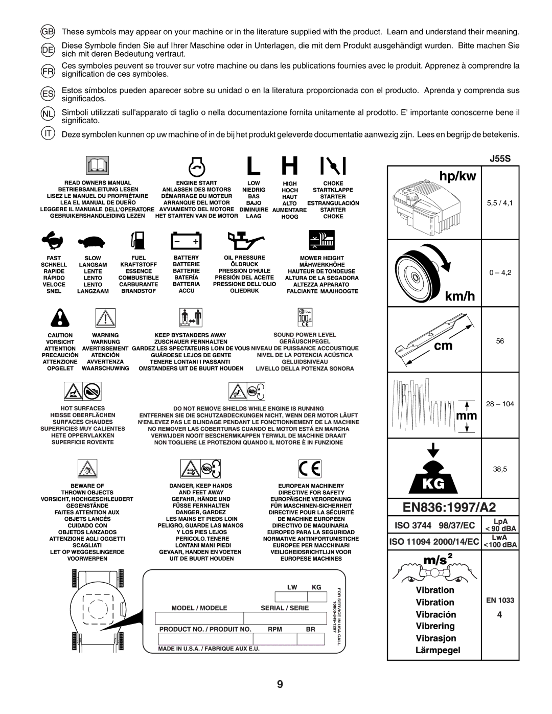 Husqvarna J55S instruction manual 