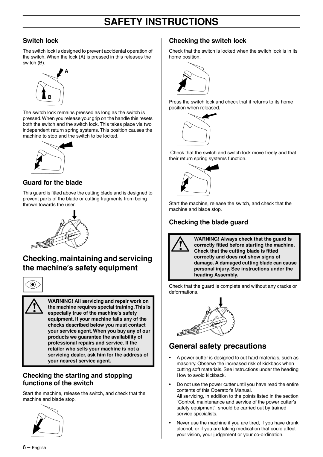 Husqvarna k2500 manual General safety precautions 