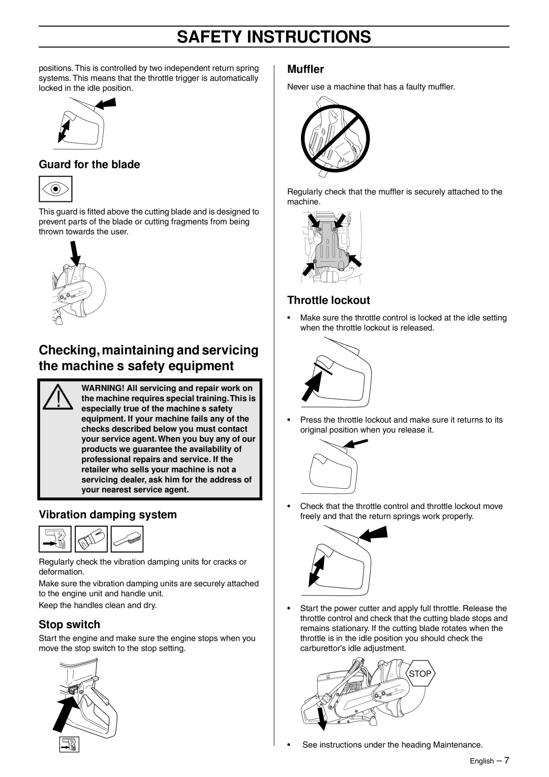 Husqvarna K750 manual Guard for the blade 