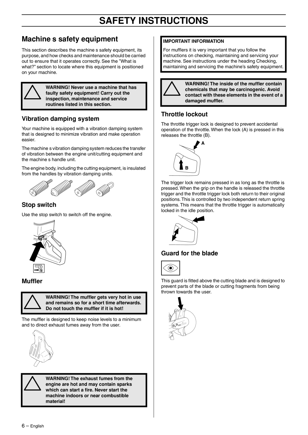 Husqvarna K750 manual Machine′s safety equipment 