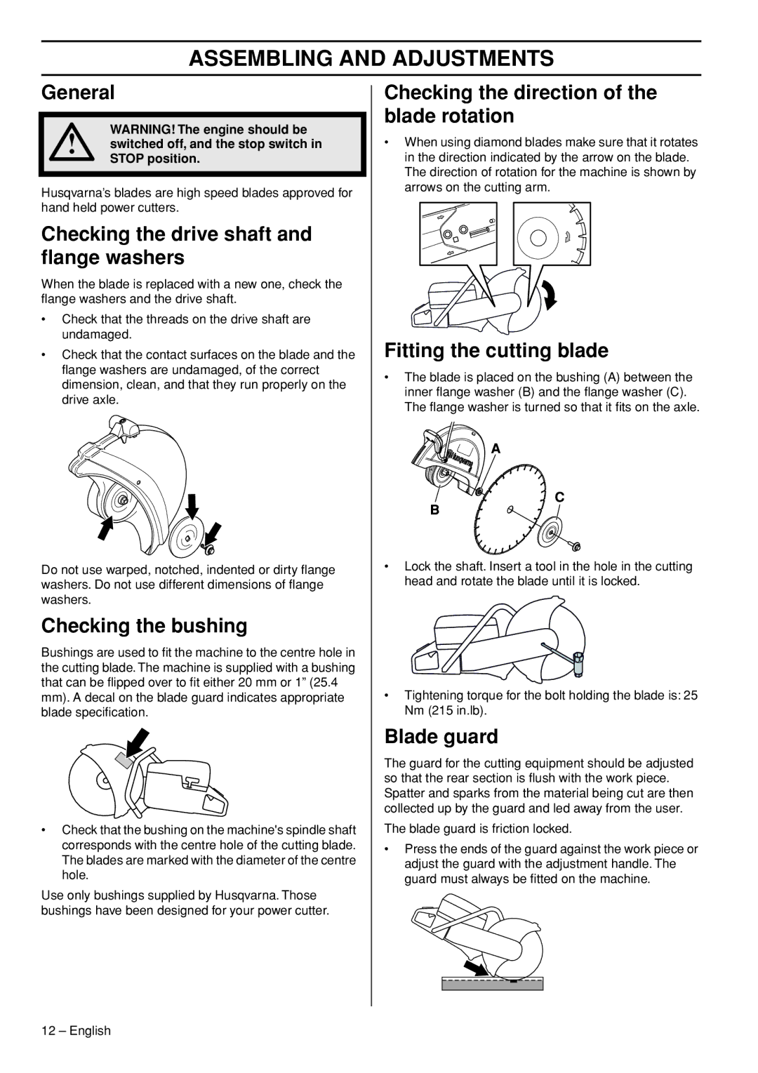 Husqvarna K760 Rescue manual Assembling and Adjustments 