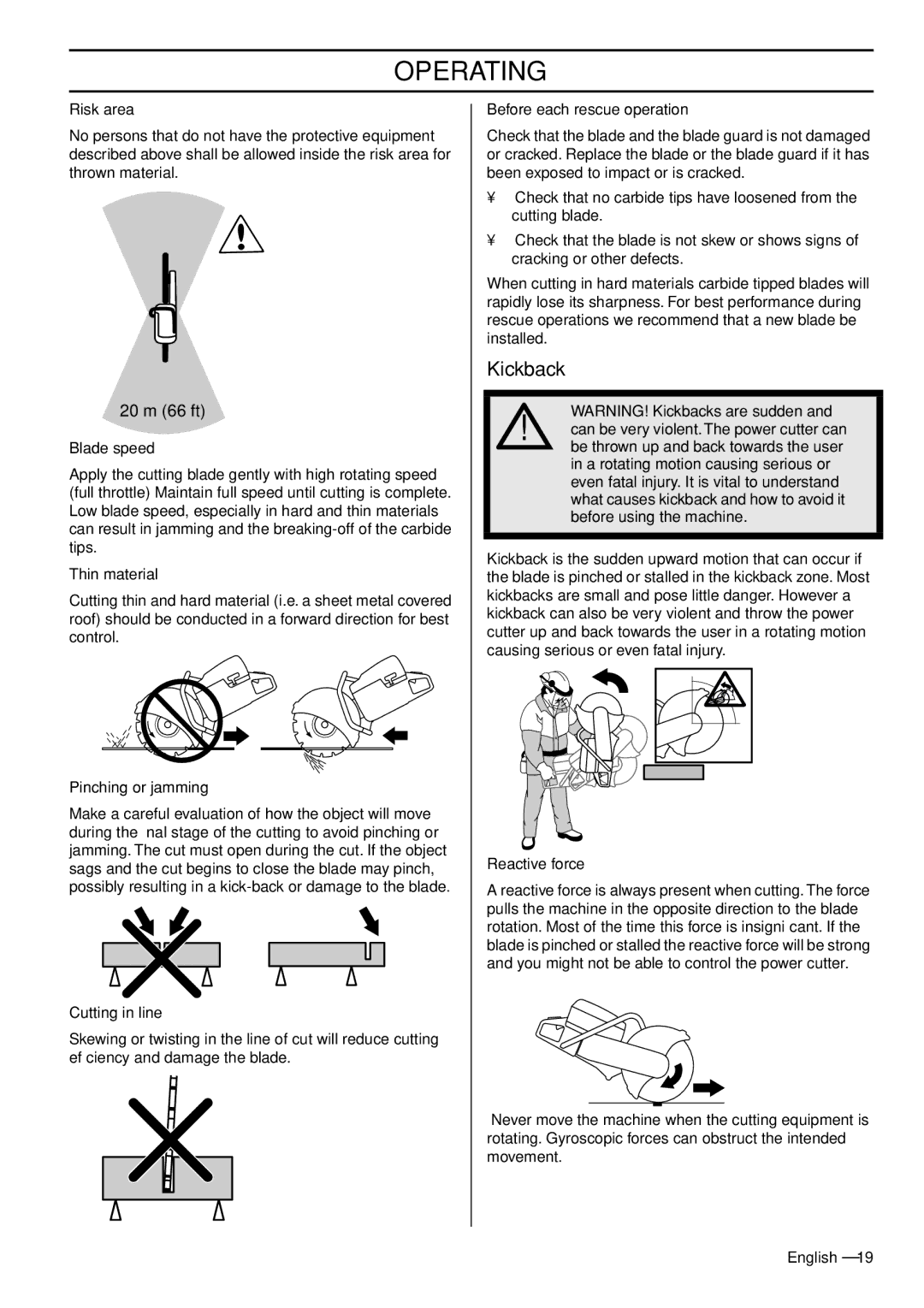 Husqvarna K760 Rescue manual Kickback 