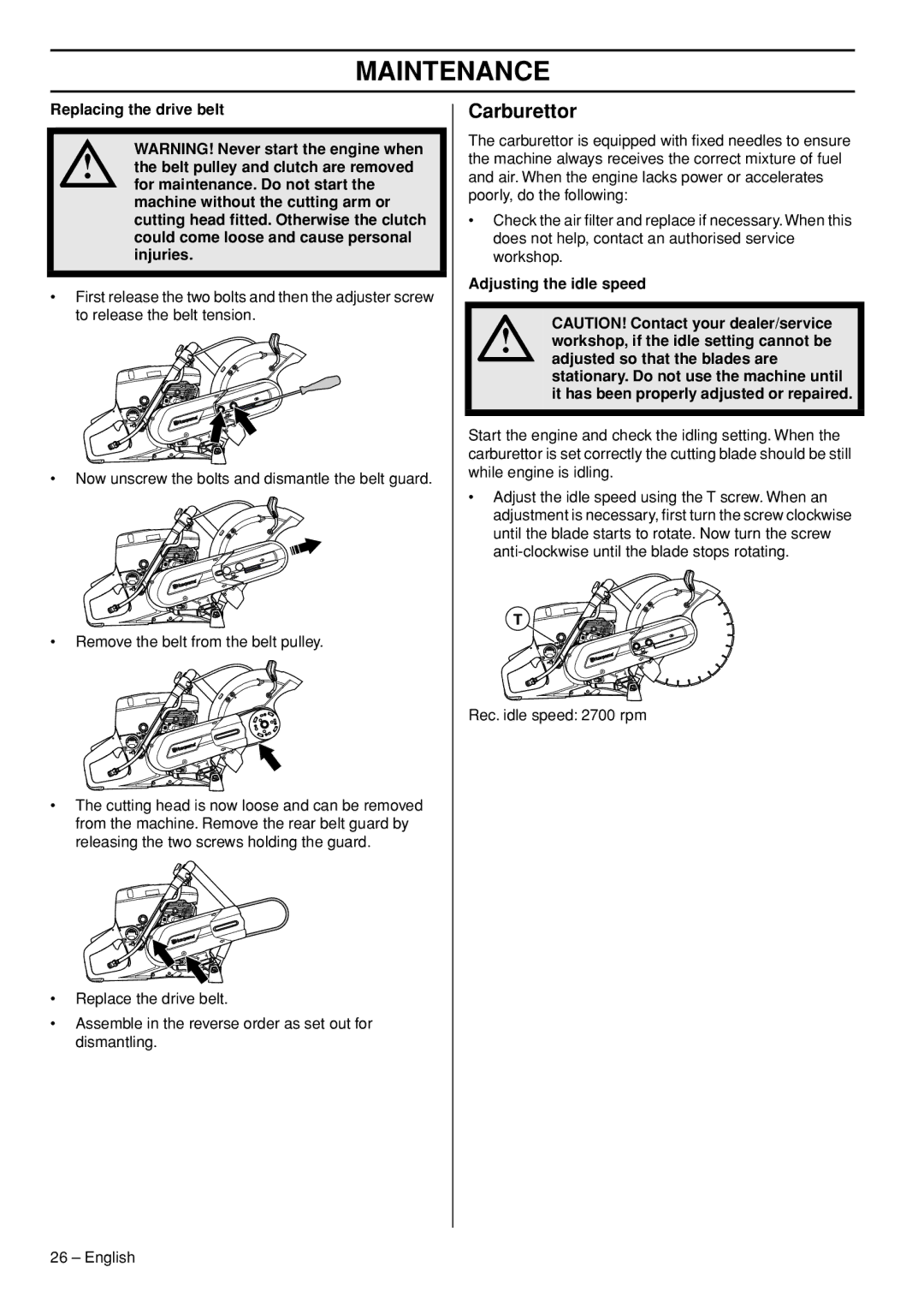 Husqvarna K760 Rescue manual Carburettor 