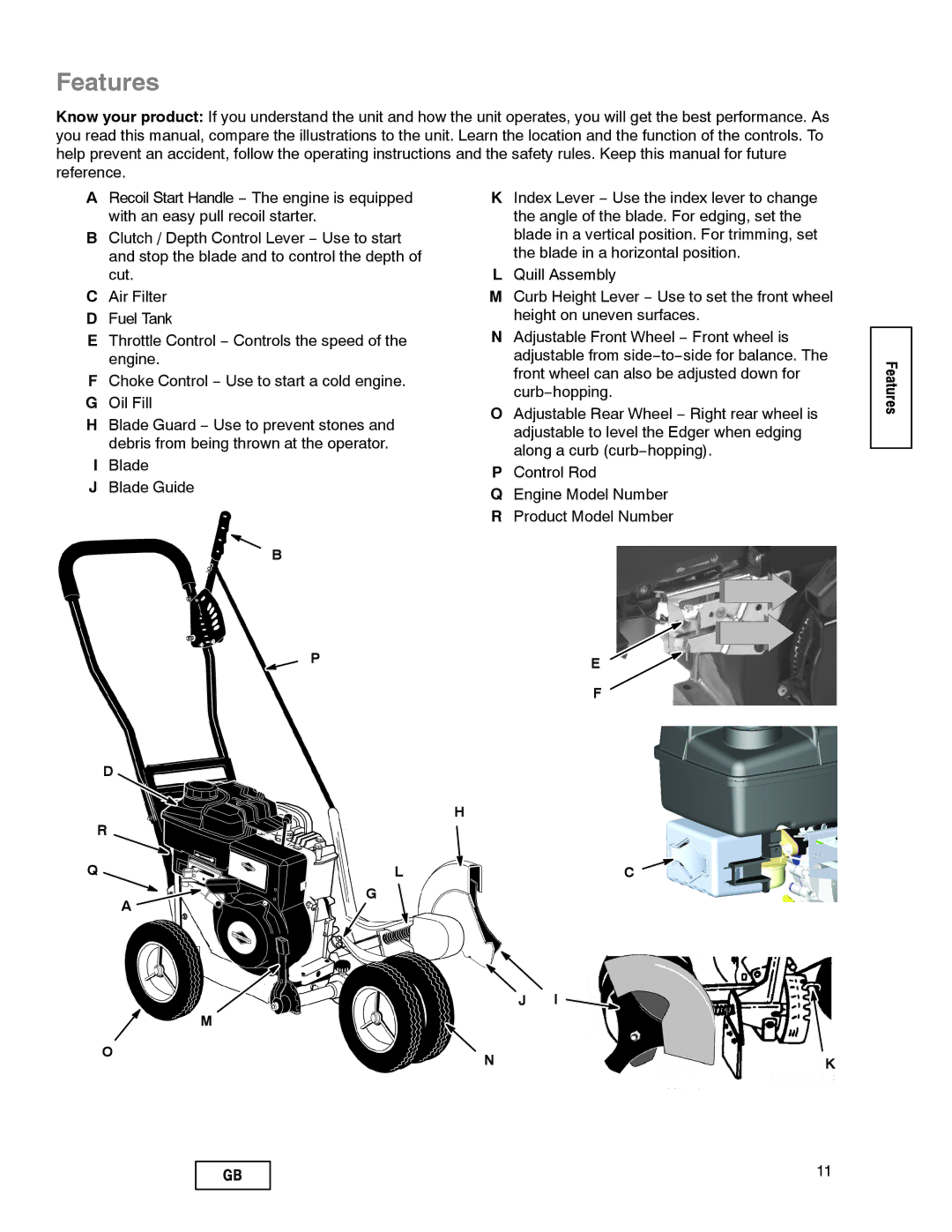 Husqvarna LE389 manual Features 