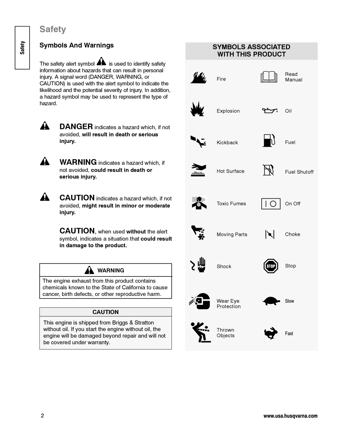 Husqvarna LE389 manual Safety, Symbols And Warnings 