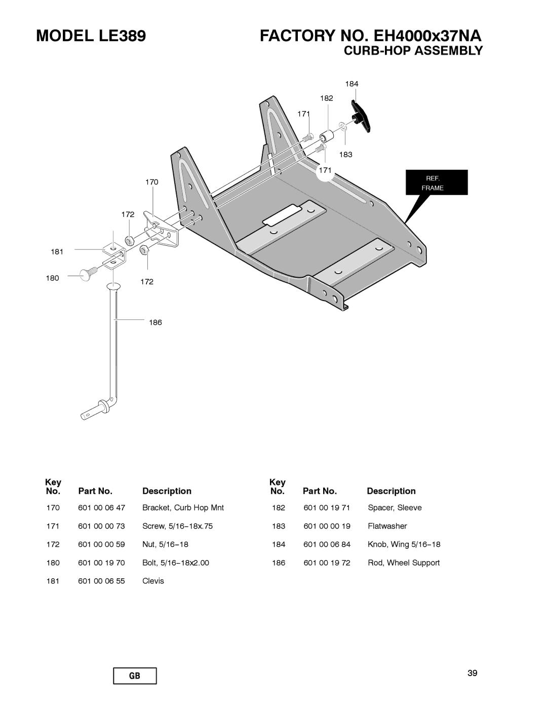 Husqvarna LE389 manual CURB-HOP Assembly 