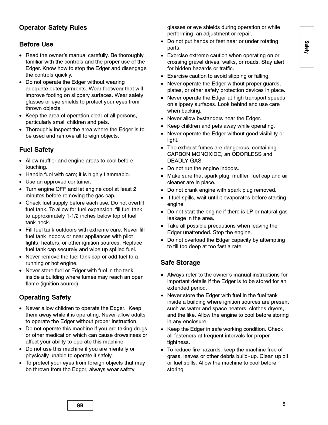 Husqvarna LE389 manual Operator Safety Rules Before Use, Fuel Safety, Operating Safety, Safe Storage 