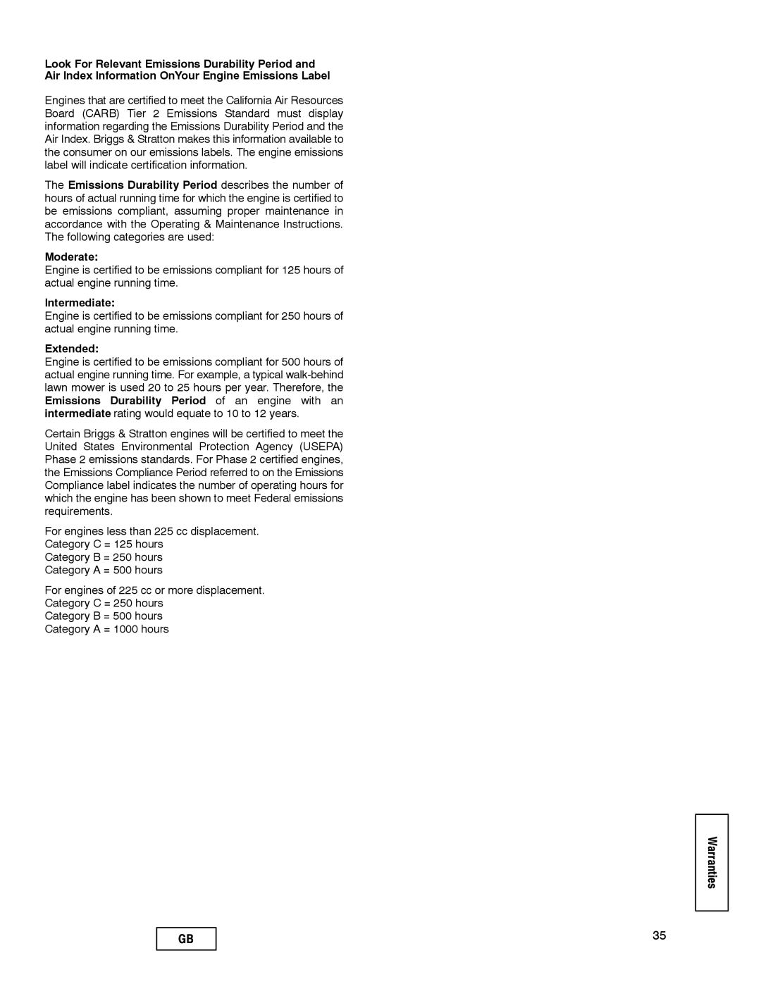 Husqvarna LE389 manual Warranties, Moderate, Intermediate, Extended 