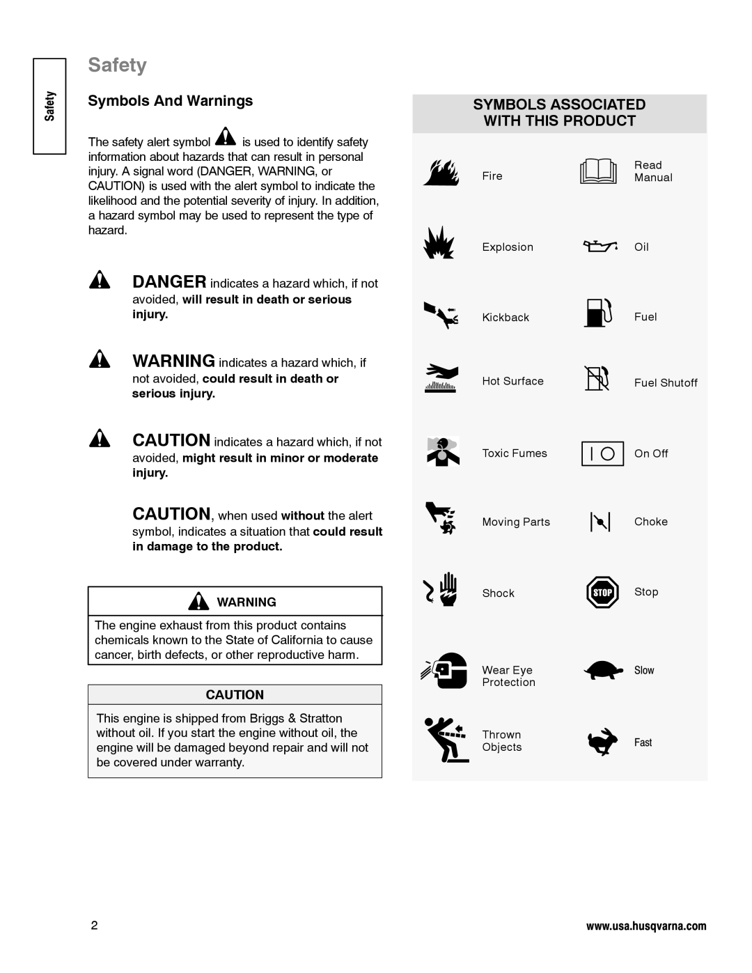 Husqvarna LE389 manual Safety, Symbols And Warnings, Symbols Associated With This Product 