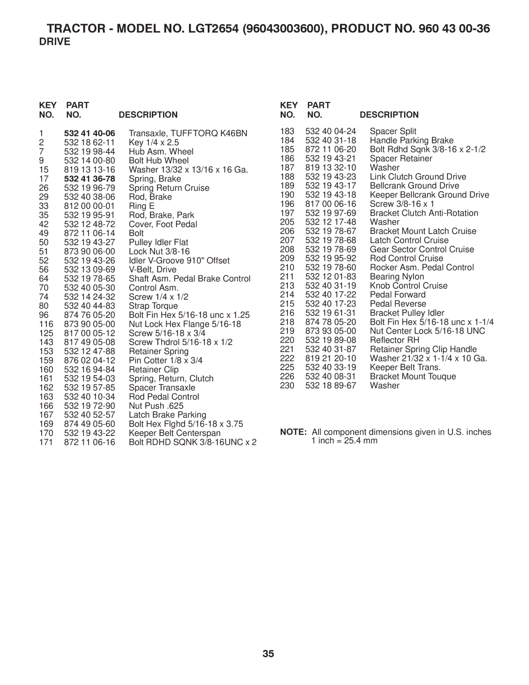 Husqvarna LGT2654 owner manual 532 41 