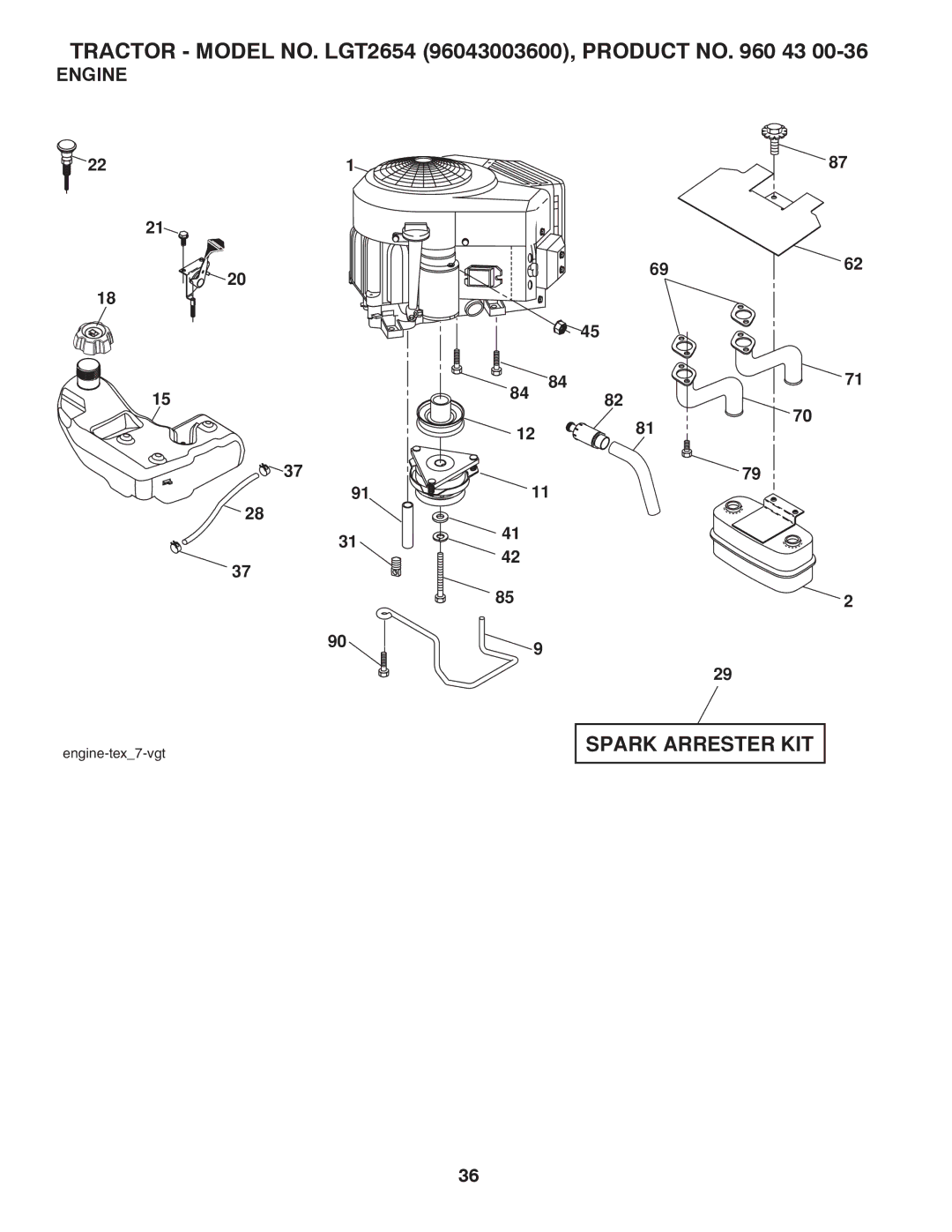 Husqvarna LGT2654 owner manual Engine 