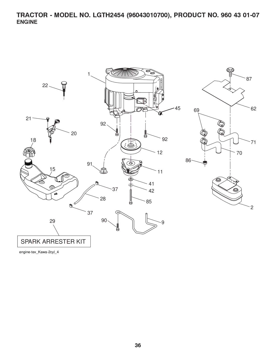 Husqvarna LGTH2454 owner manual Engine 