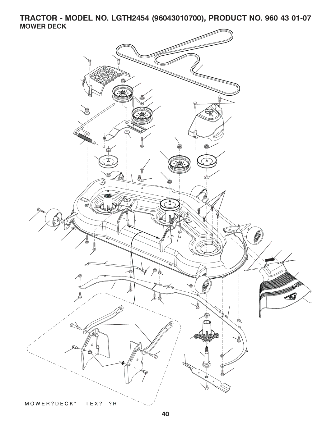 Husqvarna LGTH2454 owner manual Mower Deck 