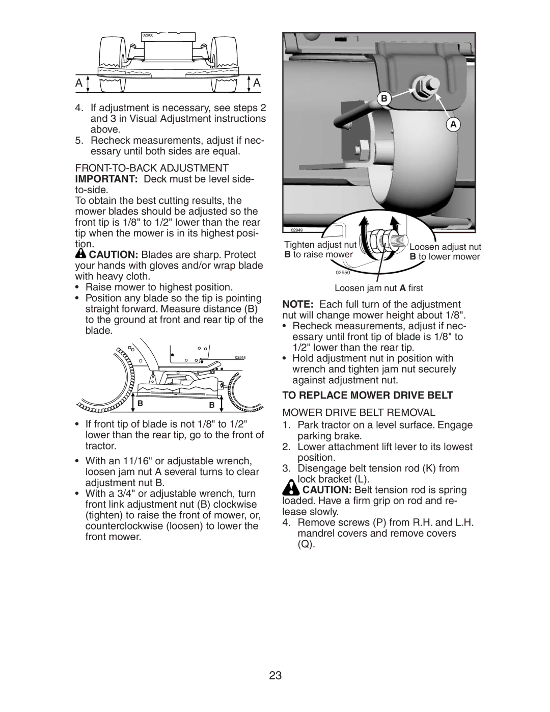 Husqvarna LOGTH2448T manual To Replace Mower Drive Belt, Mower Drive Belt Removal 