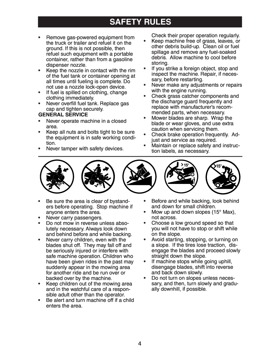 Husqvarna LOYTH20F42T manual General Service, Safety Rules 