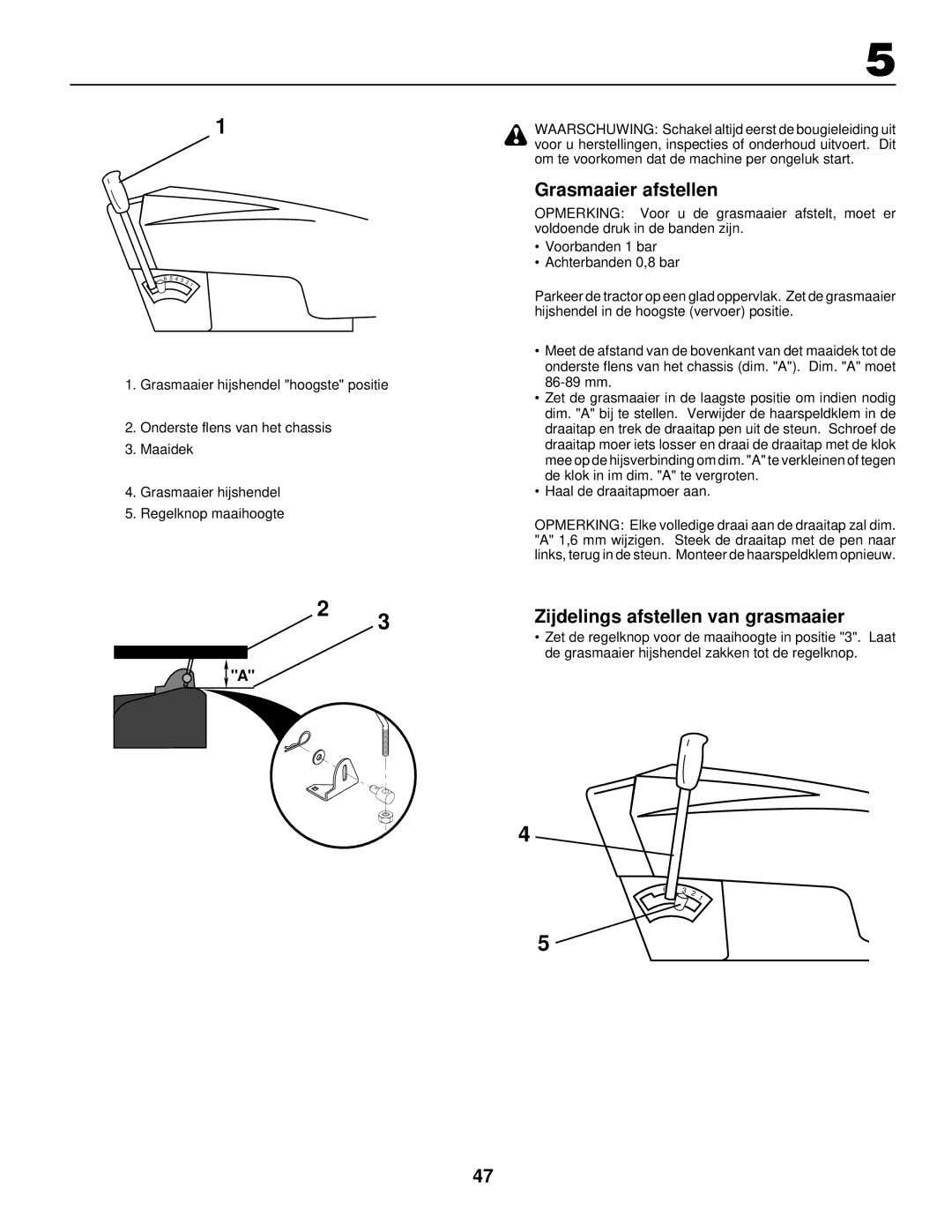 Husqvarna LR 130, LR120 instruction manual Grasmaaier afstellen, Zijdelings afstellen van grasmaaier 