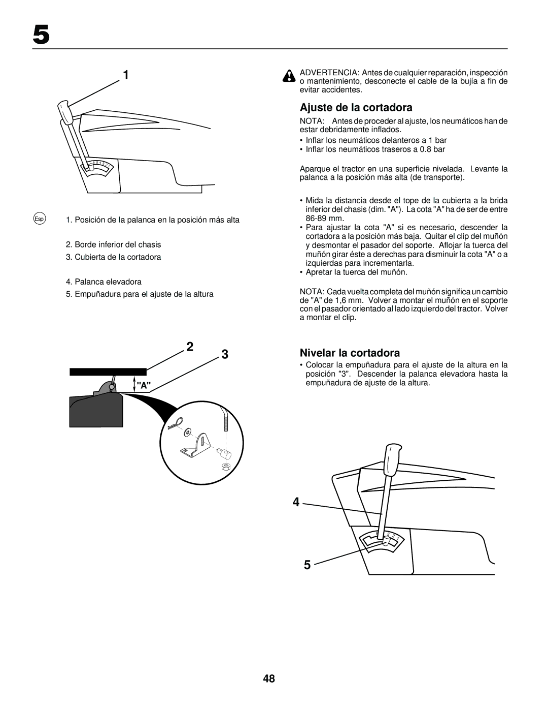 Husqvarna LR120, LR 130 instruction manual Ajuste de la cortadora, Nivelar la cortadora 