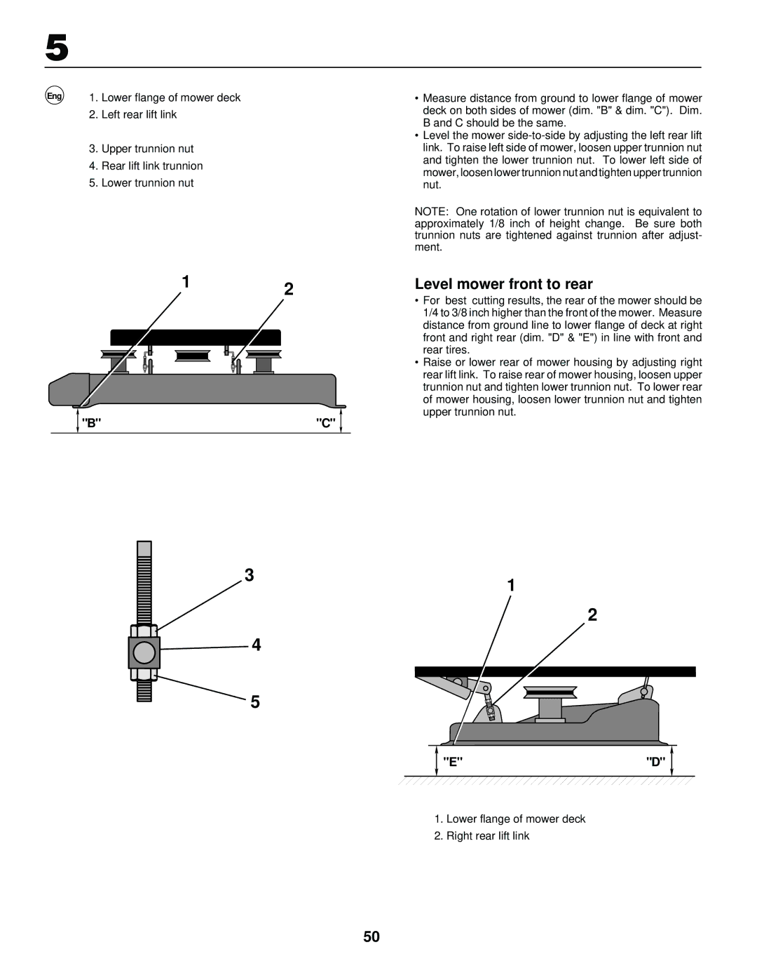 Husqvarna LR120, LR 130 instruction manual Level mower front to rear 