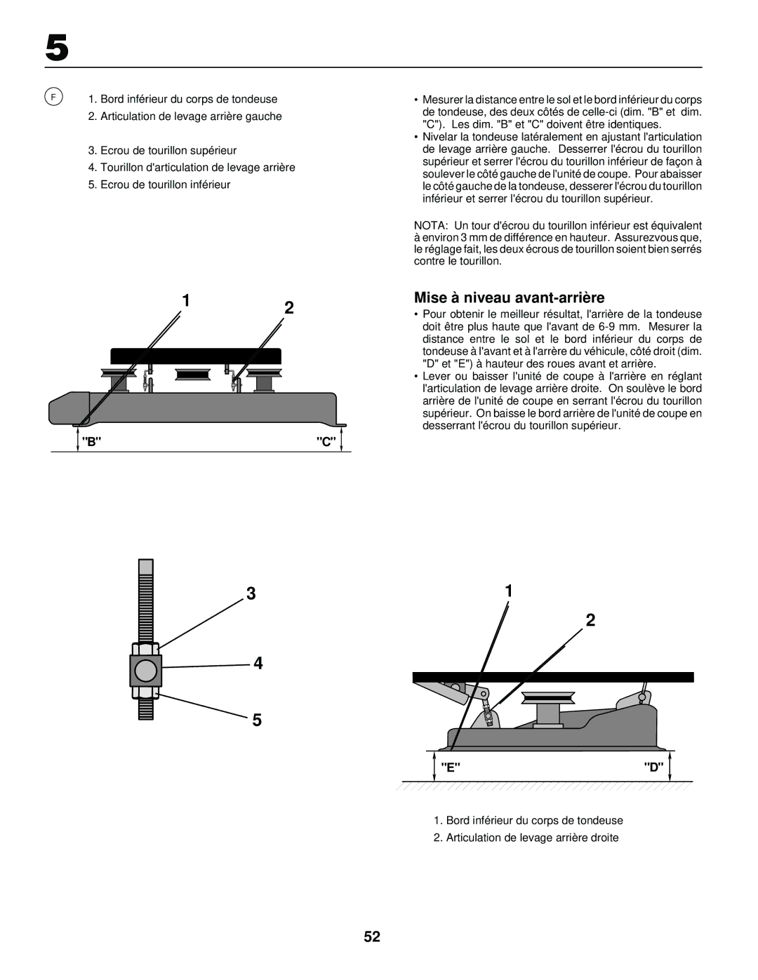 Husqvarna LR120, LR 130 instruction manual Mise à niveau avant-arrière 