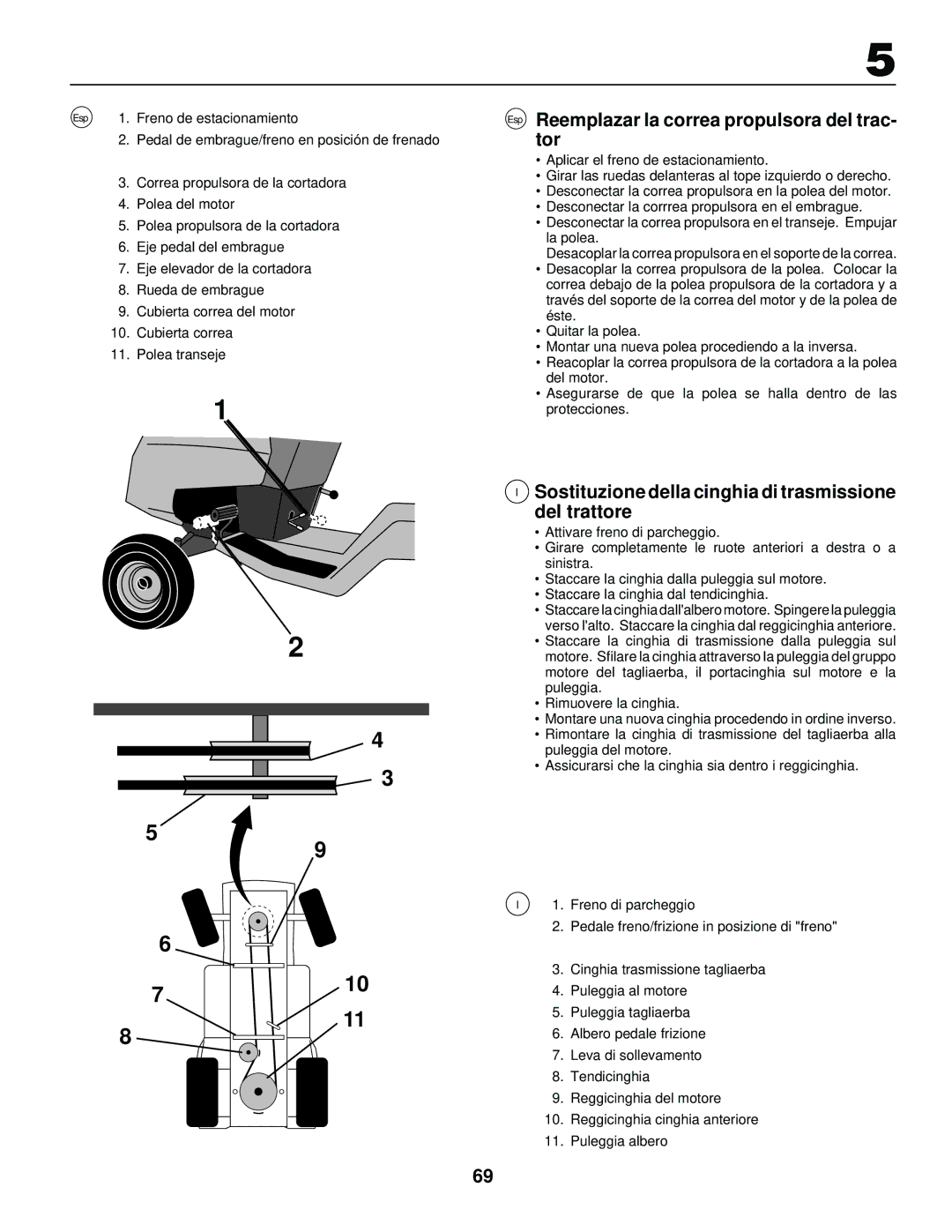 Husqvarna LR 130, LR120 instruction manual Esp Reemplazar la correa propulsora del trac- tor 