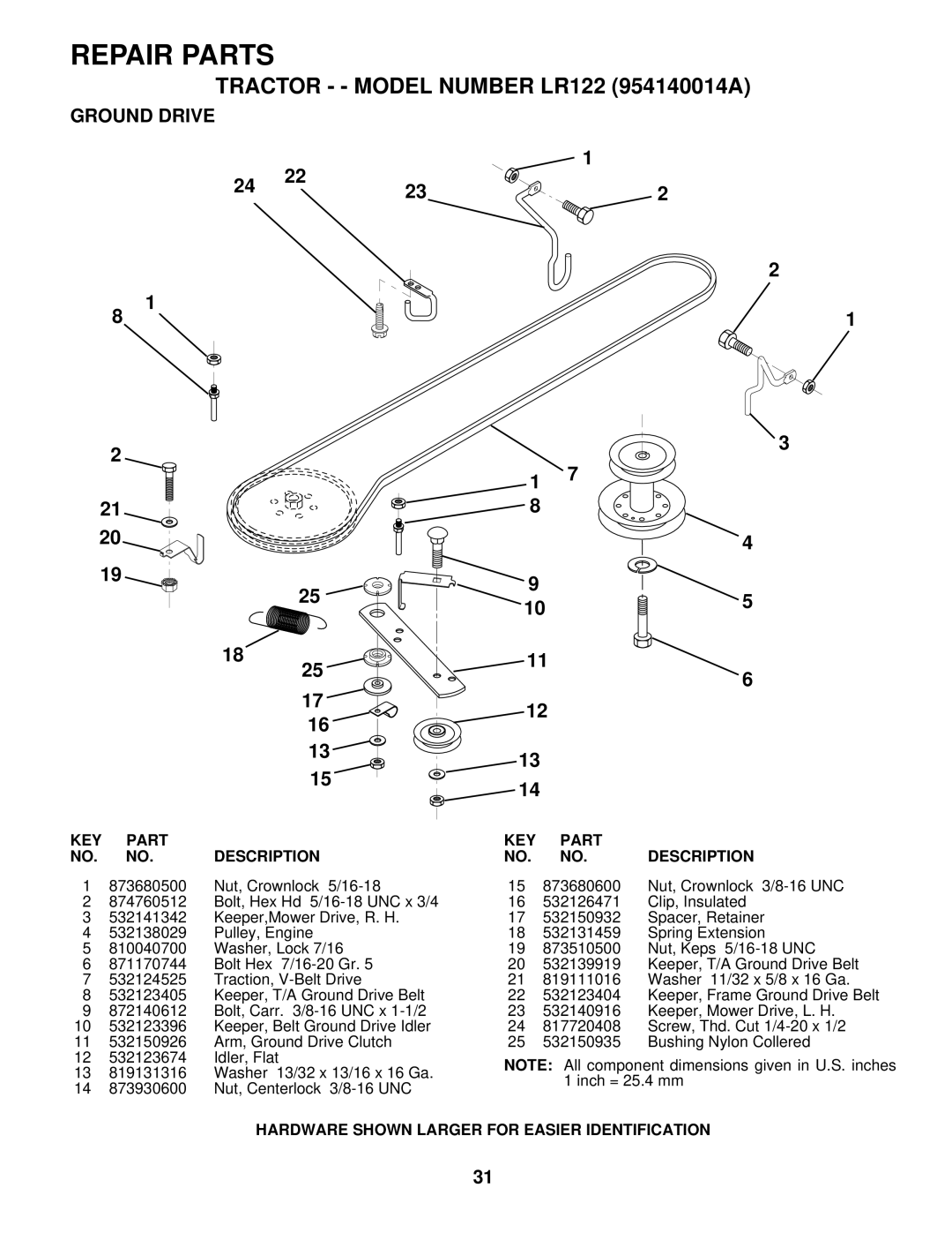 Husqvarna LR122 owner manual Ground Drive 