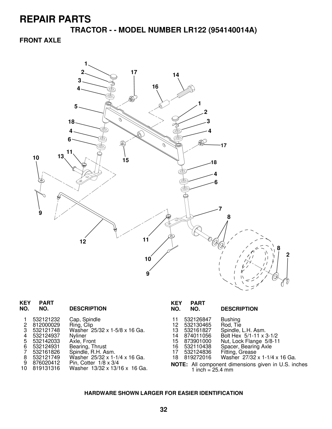 Husqvarna LR122 owner manual Front Axle, 1714 