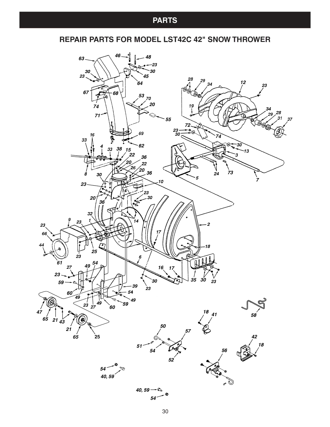 Husqvarna LST42C manual Parts 