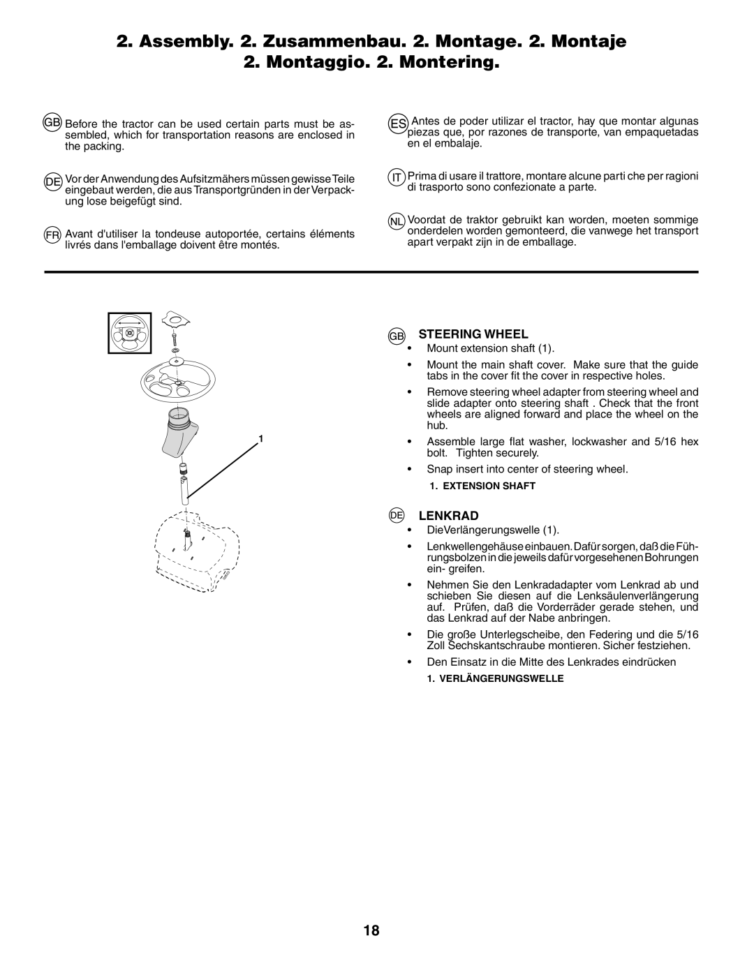 Husqvarna LT 151 instruction manual Steering Wheel, Lenkrad 