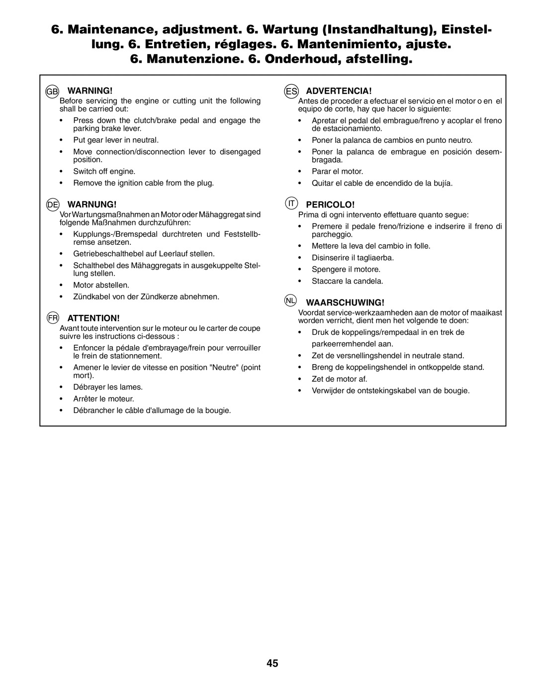 Husqvarna LT 151 instruction manual Advertencia 