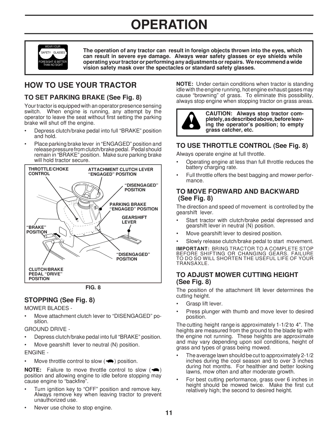 Husqvarna LT120 owner manual HOW to USE Your Tractor 