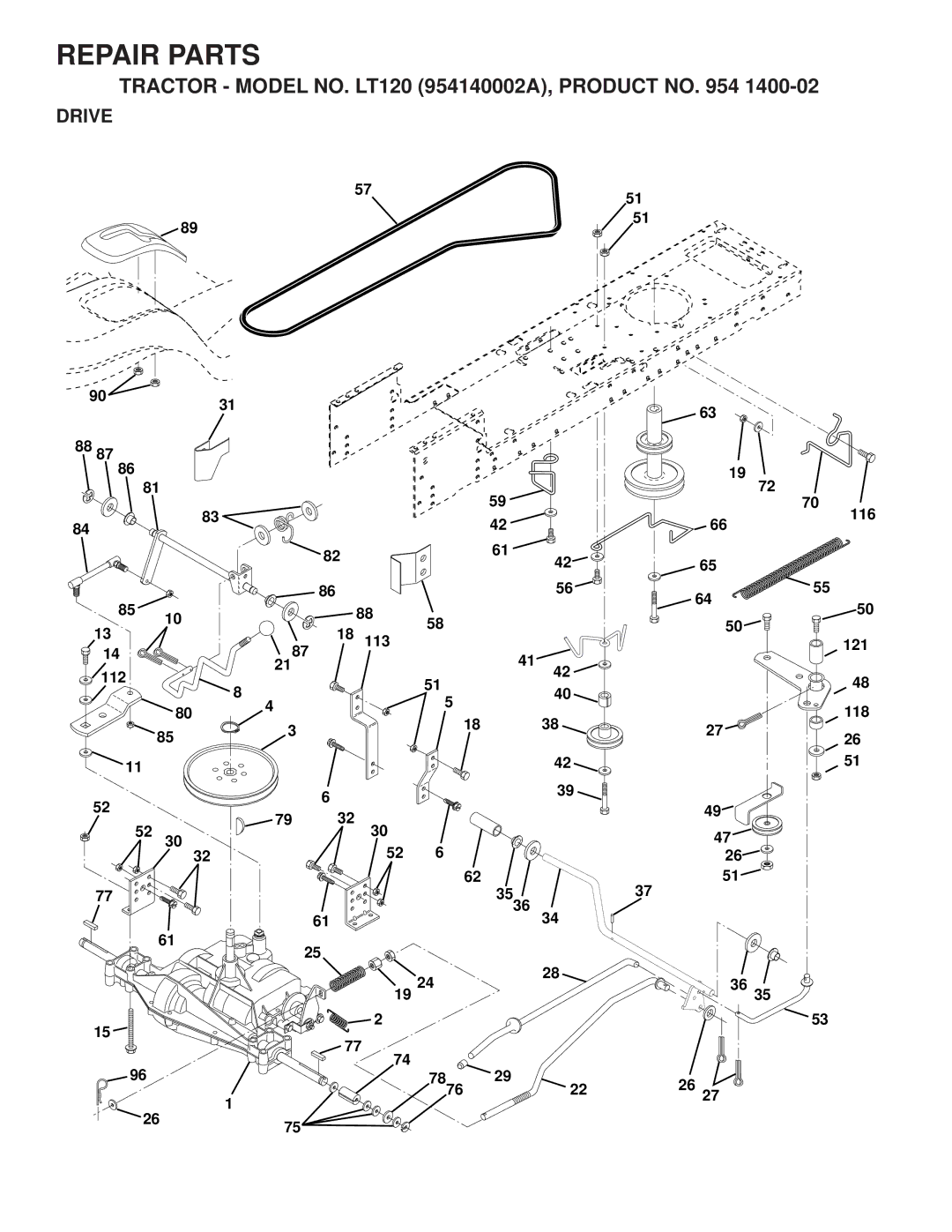 Husqvarna LT120 owner manual Drive 