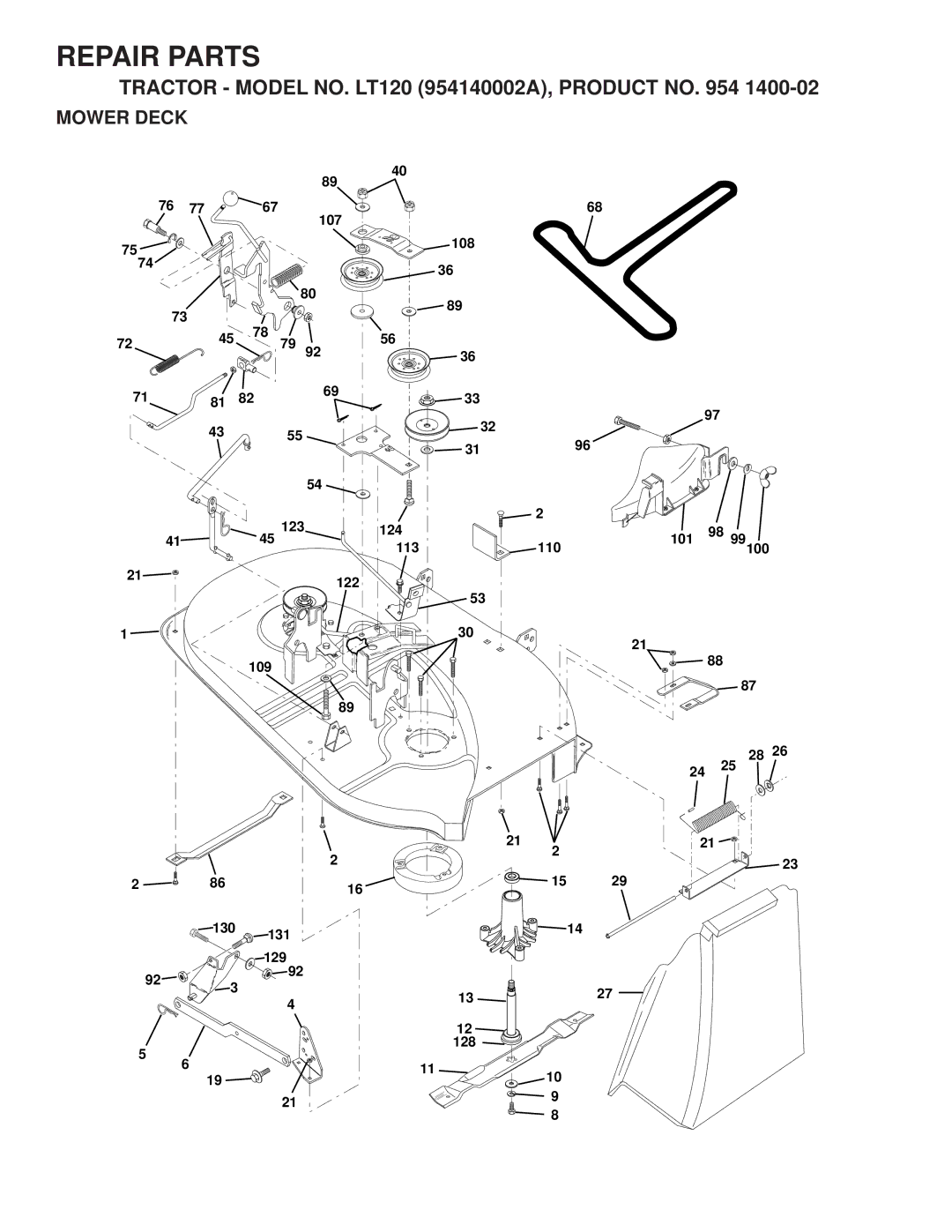 Husqvarna LT120 owner manual Mower Deck 