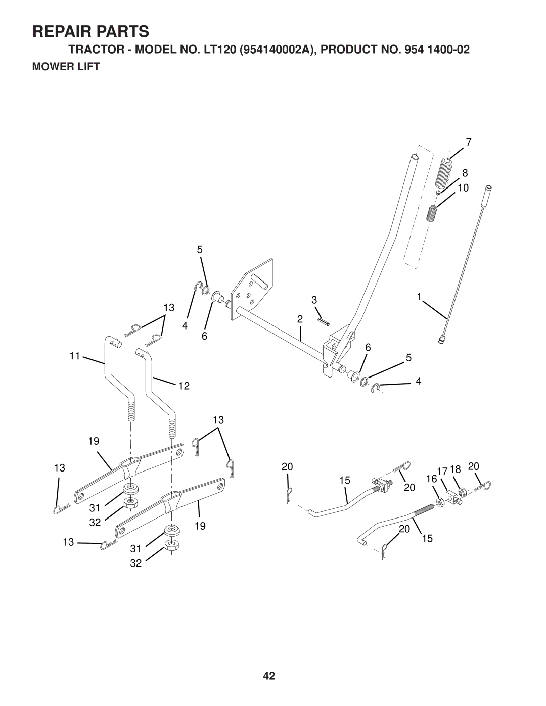 Husqvarna LT120 owner manual Mower Lift 