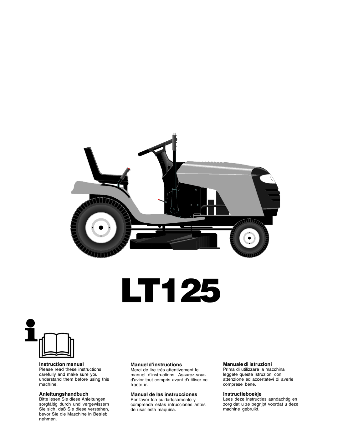 Husqvarna LT125 instruction manual Anleitungshandbuch, Manuel d’instructions, Manual de las instrucciones 