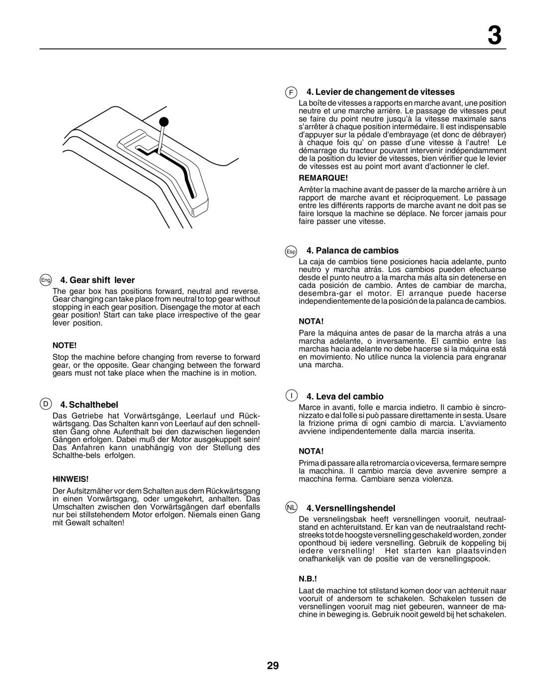 Husqvarna LT125 Eng 4. Gear shift lever, Schalthebel, Levier de changement de vitesses, Esp 4. Palanca de cambios 